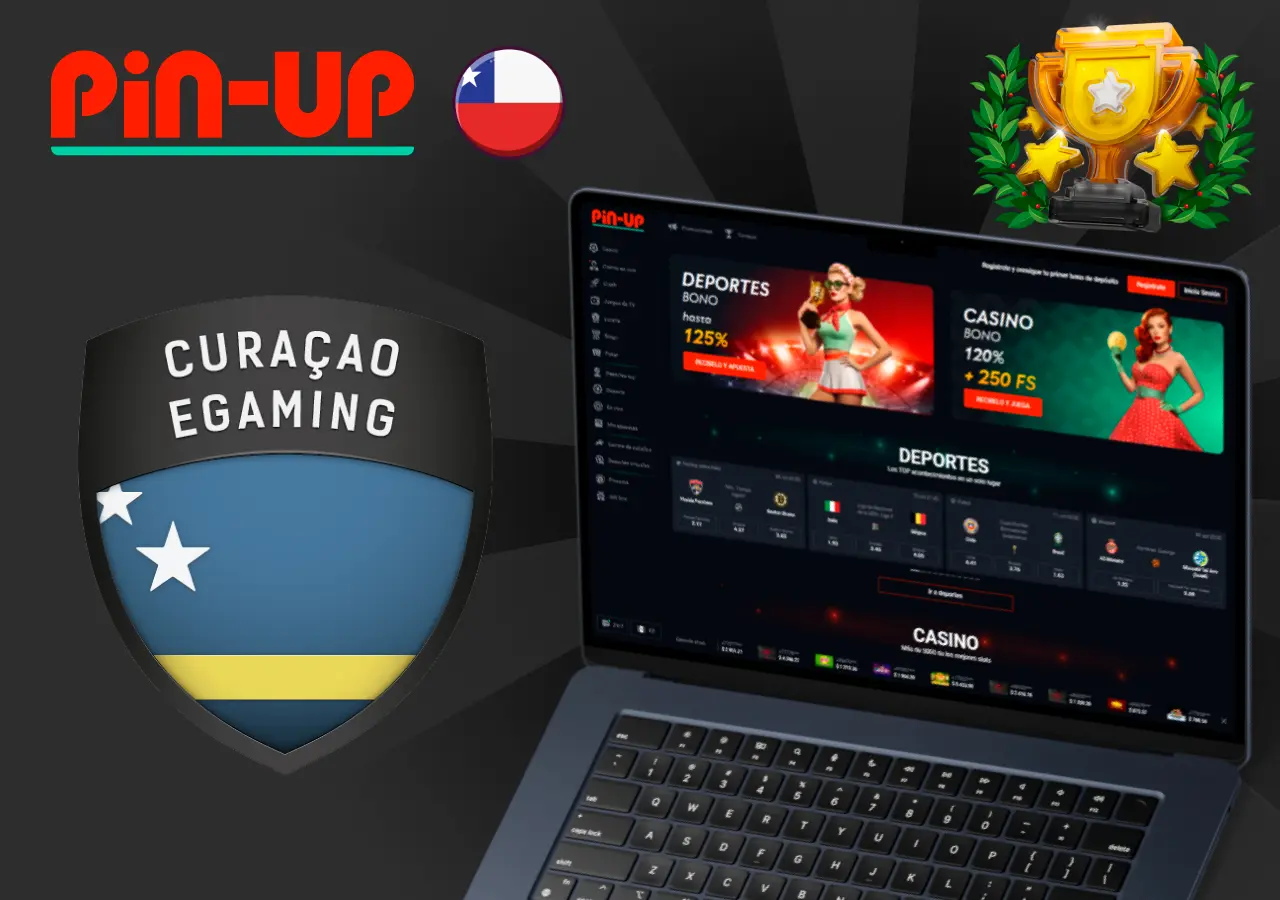 Página de inicio con bonificaciones de deportes y casino bajo la regulación de Curazao