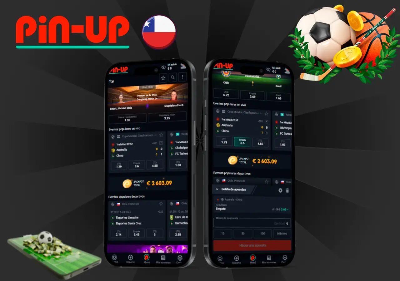Opciones de apuestas disponibles en la aplicación móvil